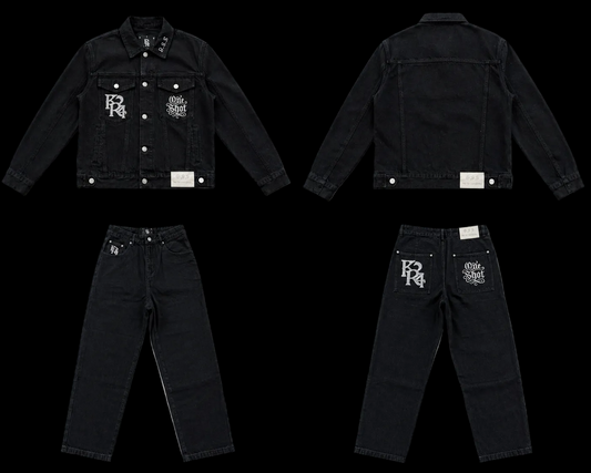 ONE SHOT BLACK DENIM TOP AND BOTTOM